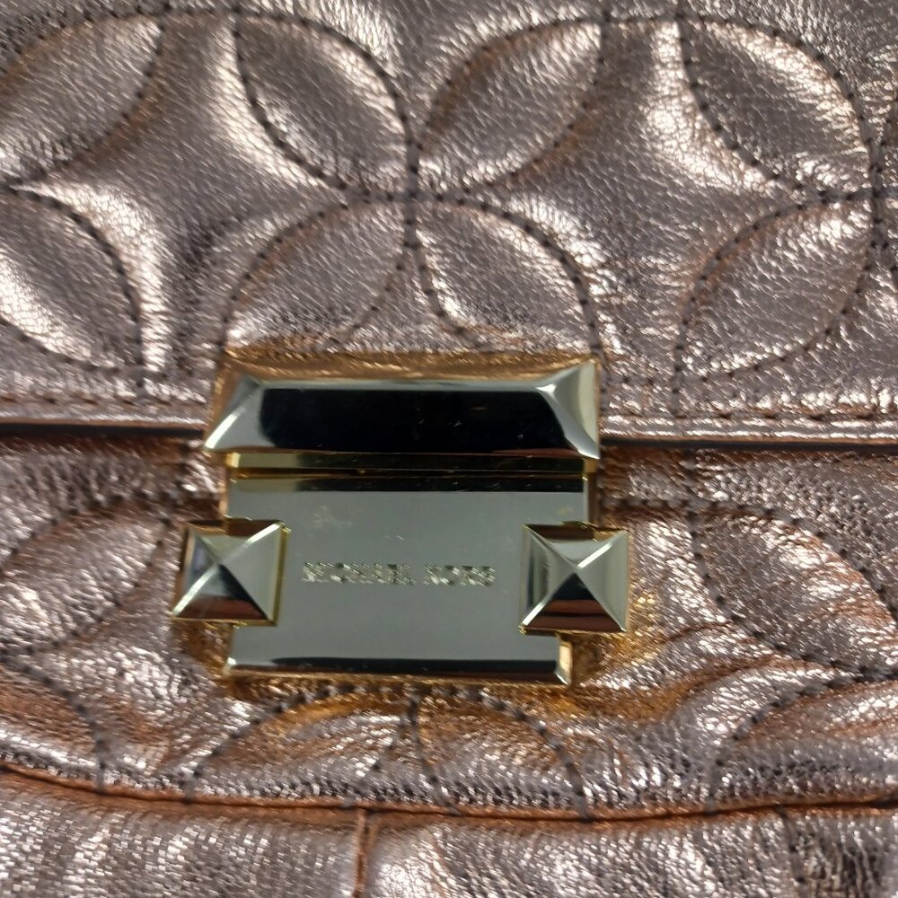 MICHAEL Michael Kors Metallic Rose  Sloan Quilted Leather Shoulder Crossbody Bag - Picture 8 of 12
